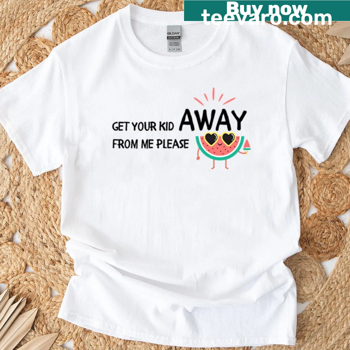 Playful T-shirt featuring a teacher eating watermelon for educators — on a men's t-shirt