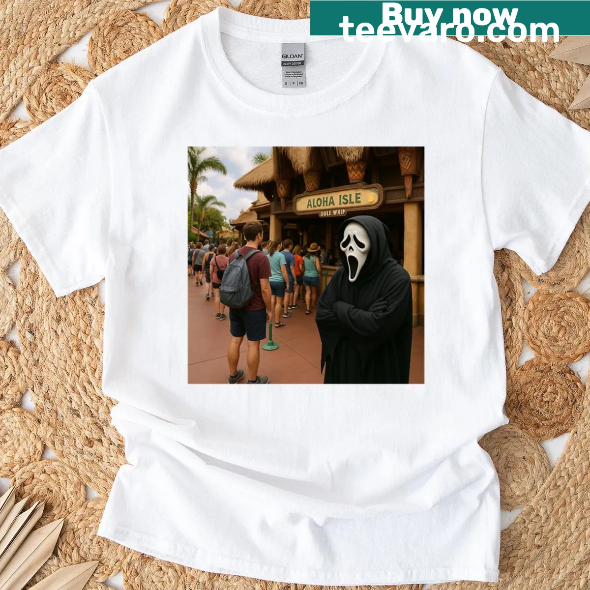 Playful T-shirt featuring Ghostface with humorous text about needing a whip — on a men's t-shirt