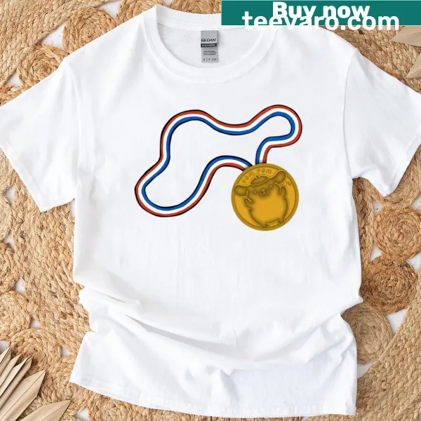 Playful t-shirt featuring an illustration of golden pom-poms