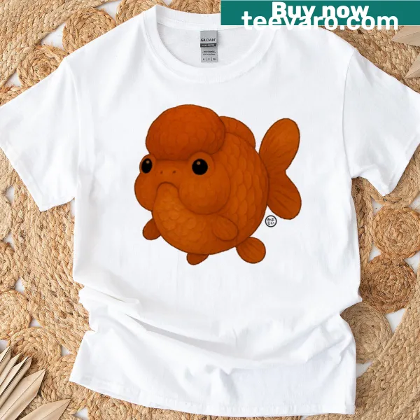 Retro art of an Orange Oranda goldfish on a t-shirt