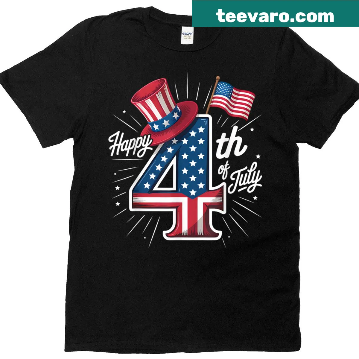 Patriotic T-shirt featuring the American flag for Independence Day. — on a men's t-shirt