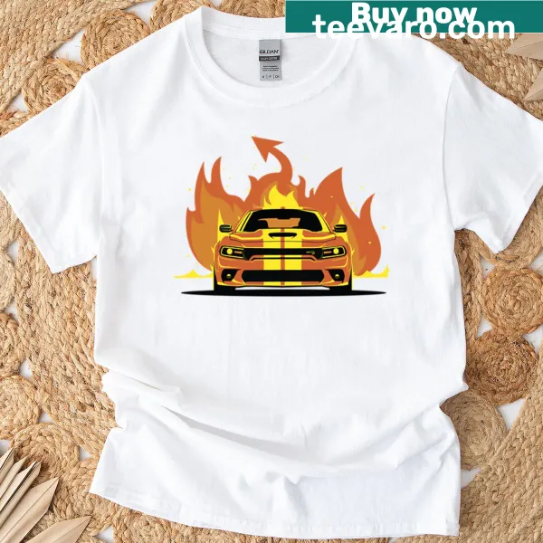 Vintage distressed Hellcat Charger graphic on a T-shirt