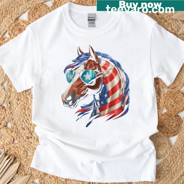 Horse design with the American flag for Fourth of July on a t-shirt