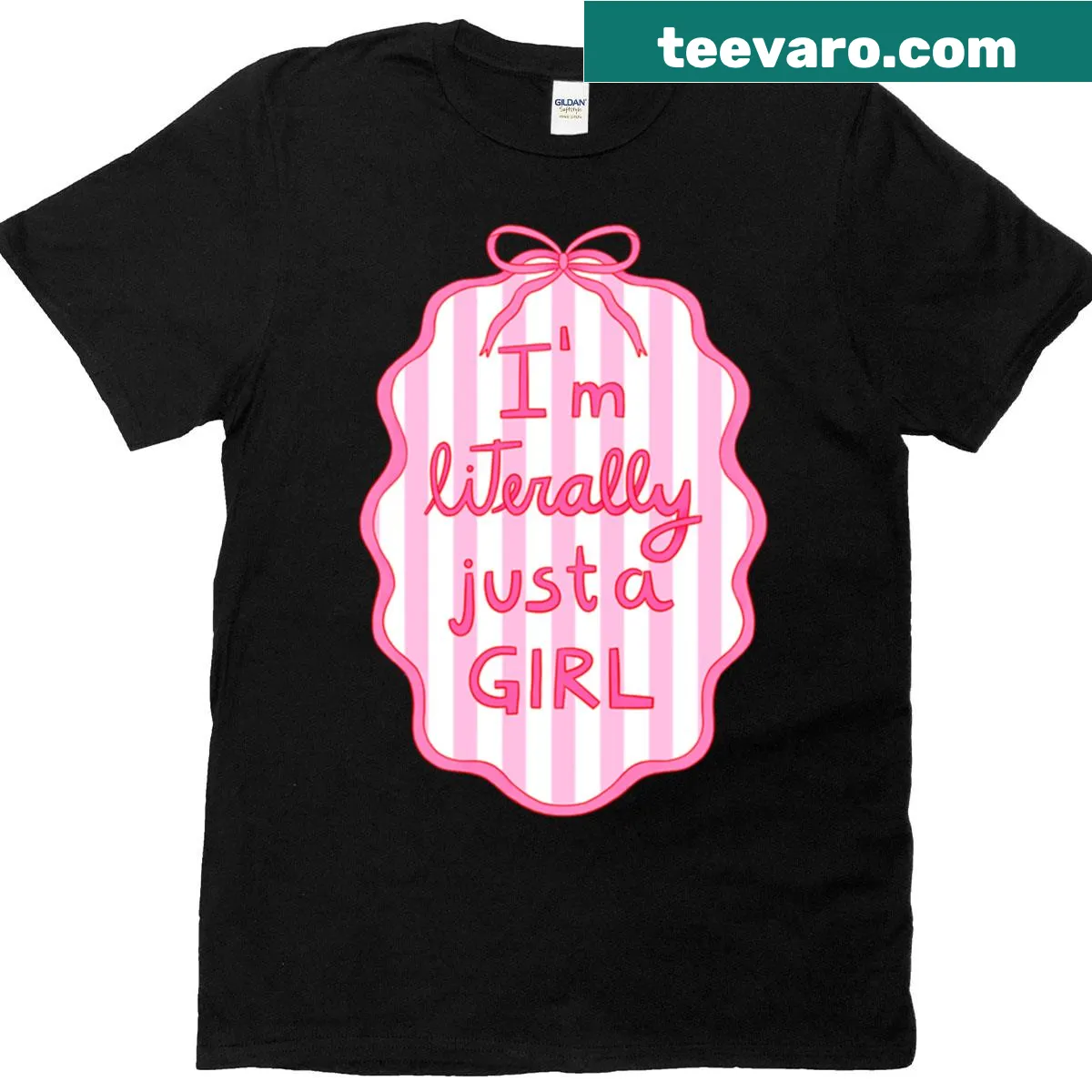 Just A Girl humorous T-shirt with bold text — on a men's t-shirt