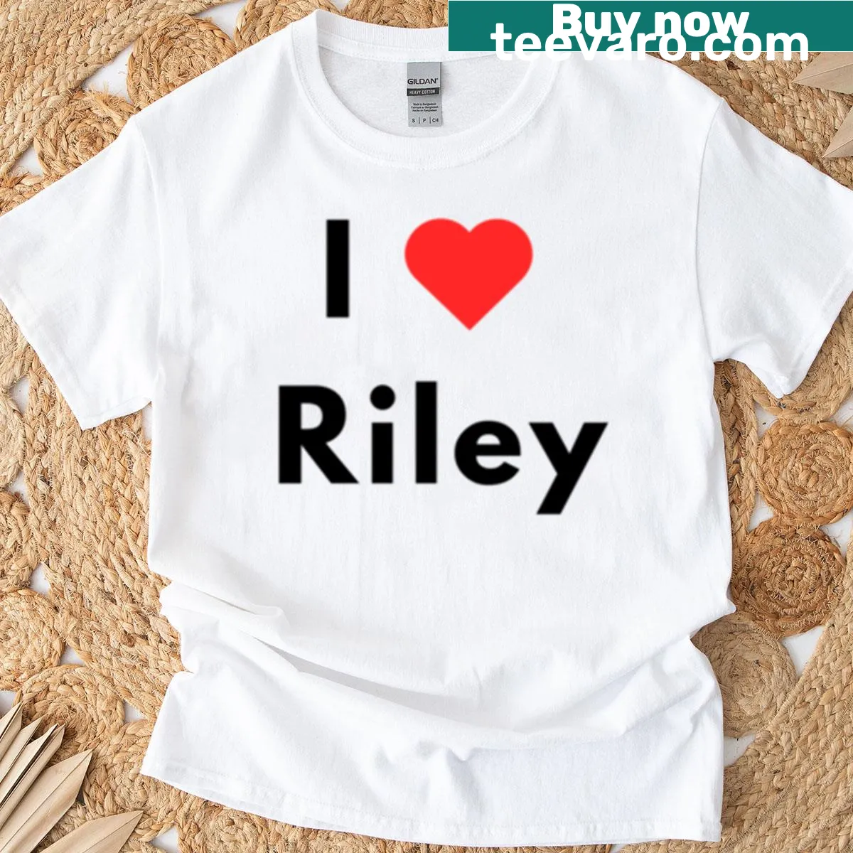 Hand-lettered t-shirt design saying 'I Heart Riley' — on a men's t-shirt