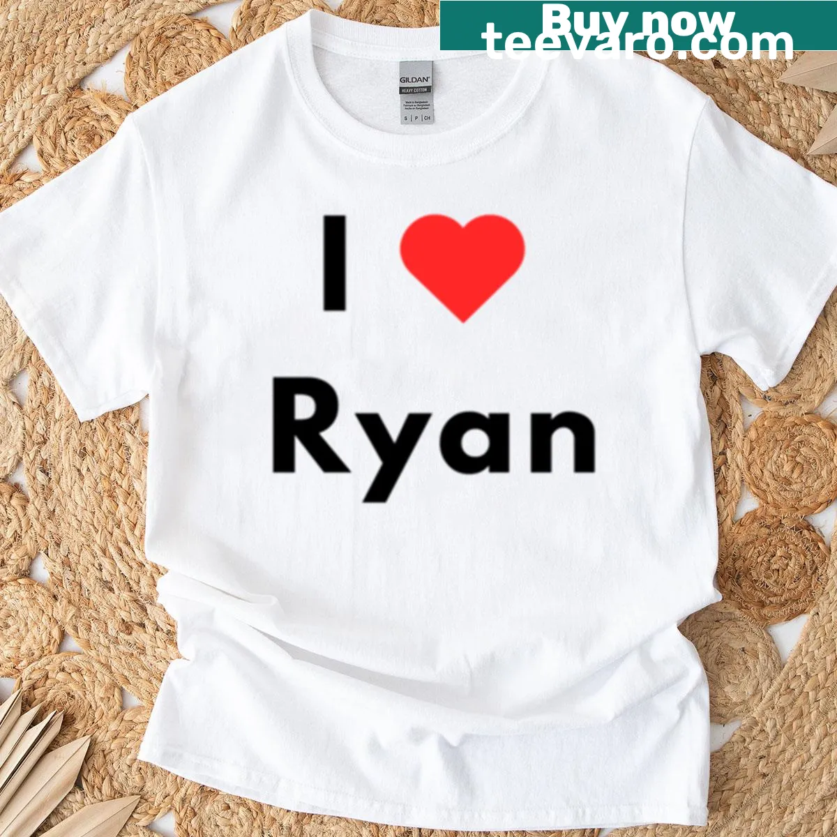 T-shirt with 'I Heart Ryan' hand-lettered design — on a men's t-shirt