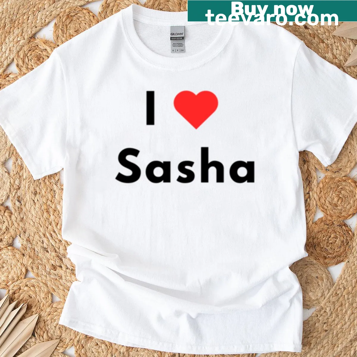 T-shirt with 'I Heart Sasha' in stylish lettering and heart design — on a men's t-shirt
