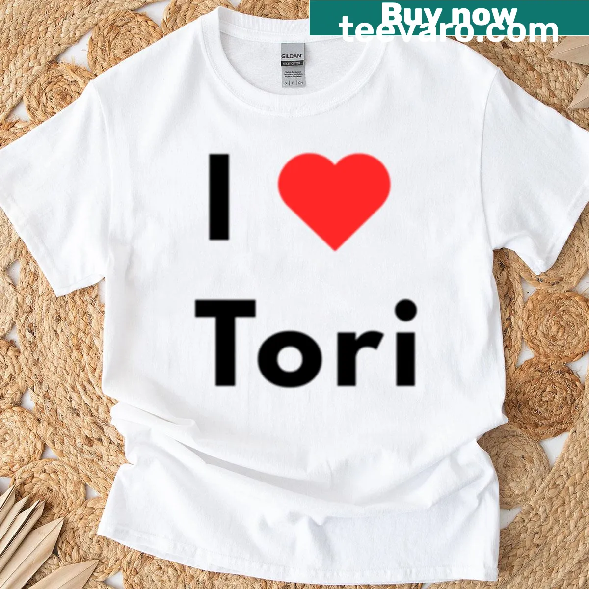 T-shirt displaying 'I Heart Tori' in charming lettering and a heart — on a men's t-shirt