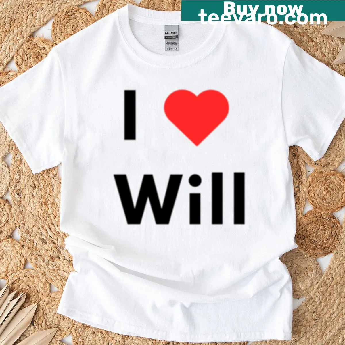 T-shirt with 'I Heart Will' in stylish typography framed by a heart — on a men's t-shirt