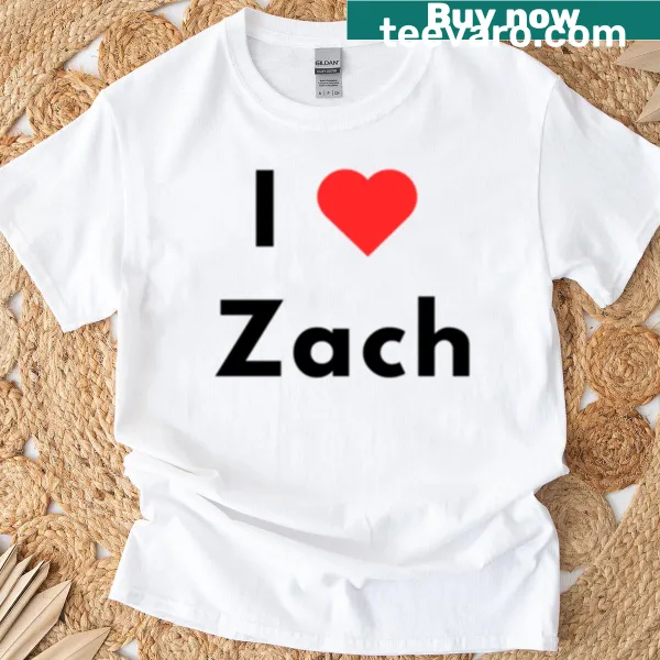 T-shirt with 'I Heart Zach' hand-lettered design