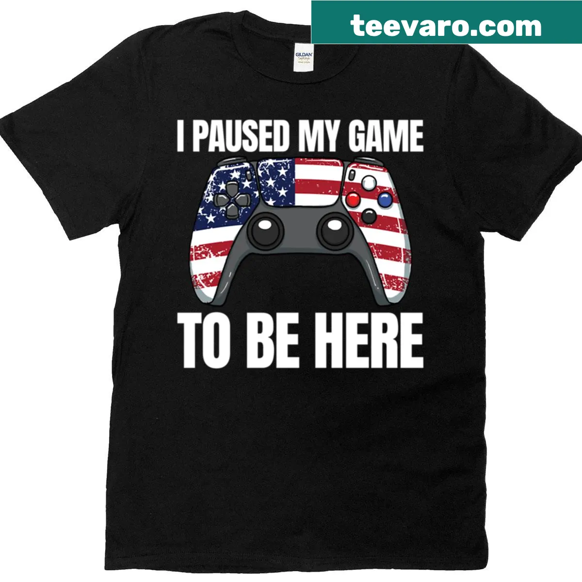 Funny gamer t-shirt with a patriotic phrase for July 4th — on a men's t-shirt