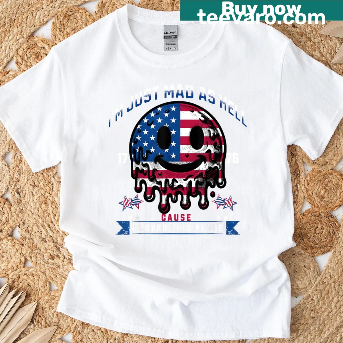 Patriotic T-shirt with text about love for the country established in 1776 — on a men's t-shirt