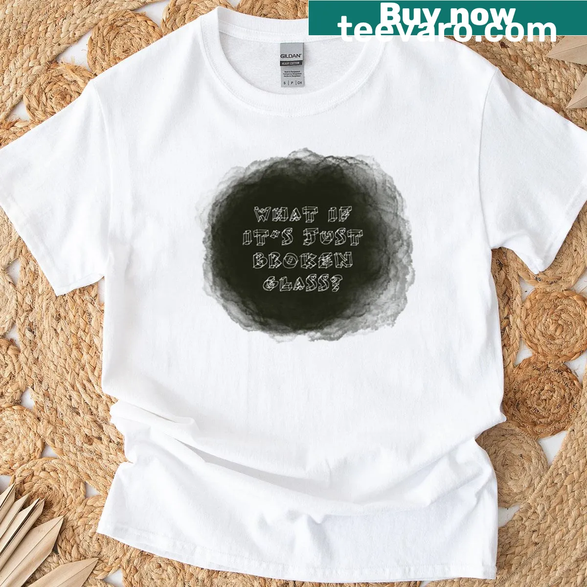 Ink Blot Broken Glass lyric quote T-shirt with stylish text — on a men's t-shirt