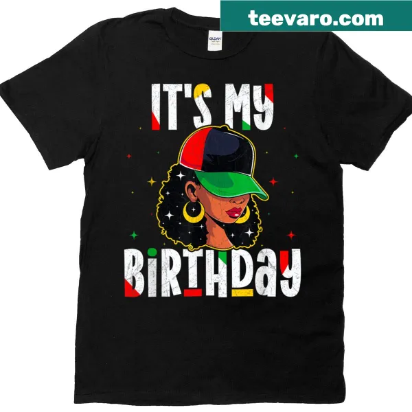 Birthday T-shirt celebrating Juneteenth with vibrant illustrations