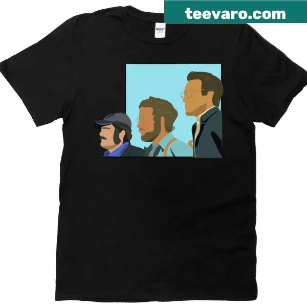 Silhouette T-shirt inspired by the movie Jaws featuring a shark design
