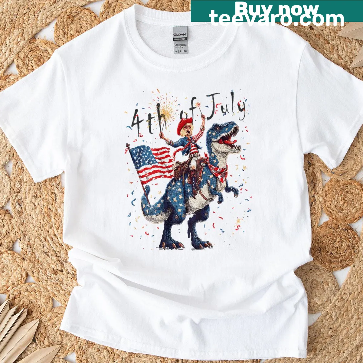 Vintage American flag design for July 4th t-shirt — on a men's t-shirt