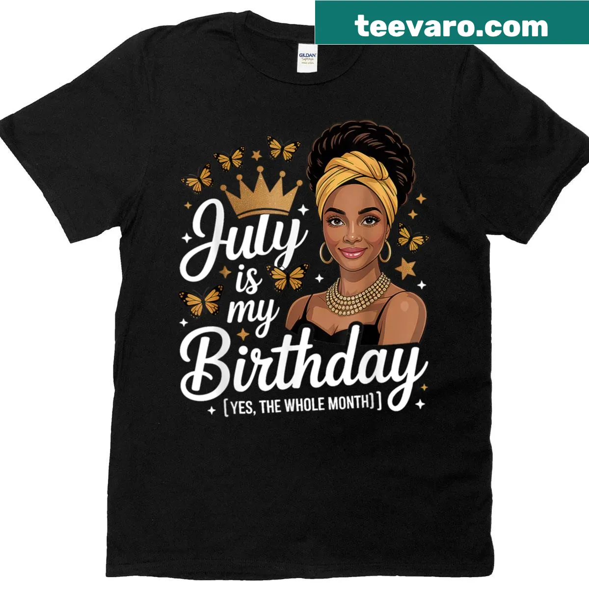 Birthday-themed T-shirt celebrating July birthdays — on a men's t-shirt