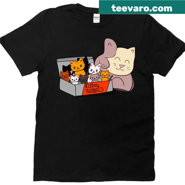 Cute cat T-shirt featuring kittens in a box illustration