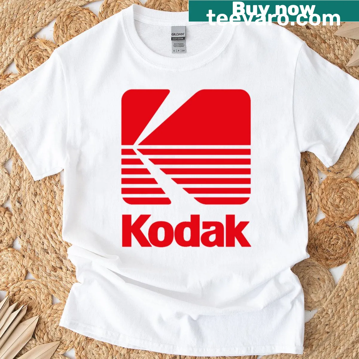 Vintage Kodak logo graphic on a t-shirt — on a men's t-shirt