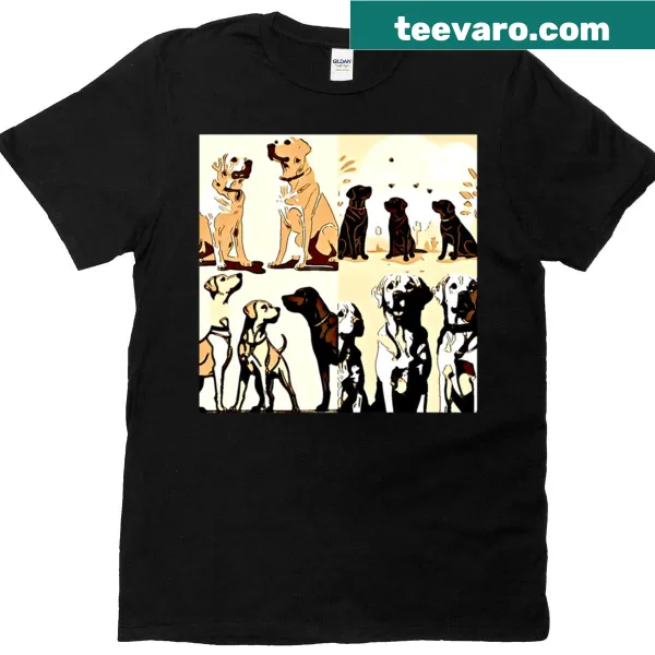 Illustration of an energetic Labrador on a t-shirt