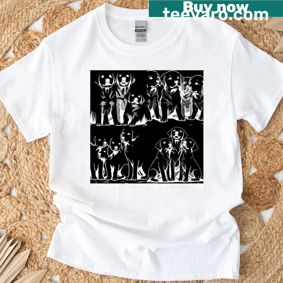 Playful illustration of an energetic Labrador on a fun T-shirt. — on a men's t-shirt