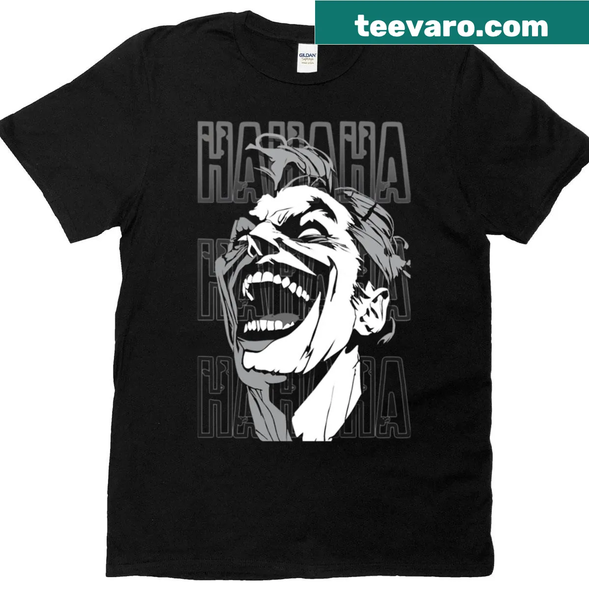 Playful Laughing Man T-shirt with a whimsical laughing face design — on a men's t-shirt