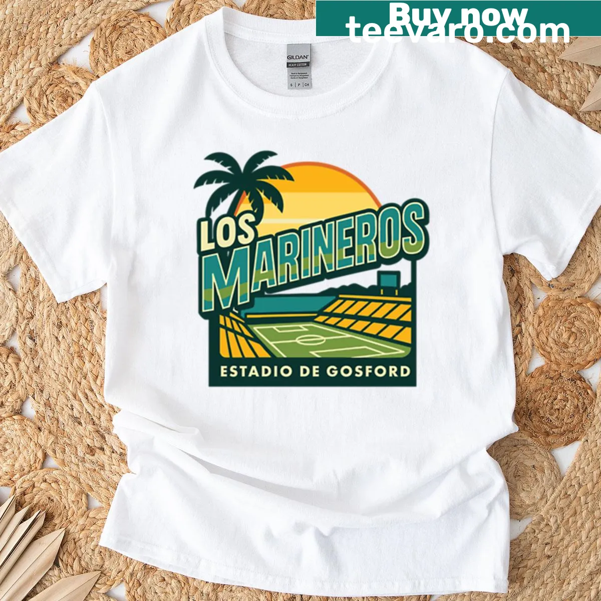 Vintage nautical graphic on a Los Marineros T-shirt — on a men's t-shirt