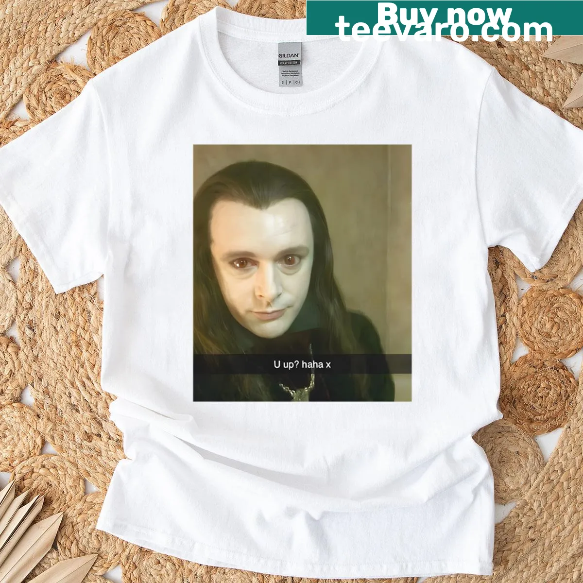 Edgy T-shirt featuring a vampire meme graphic — on a men's t-shirt