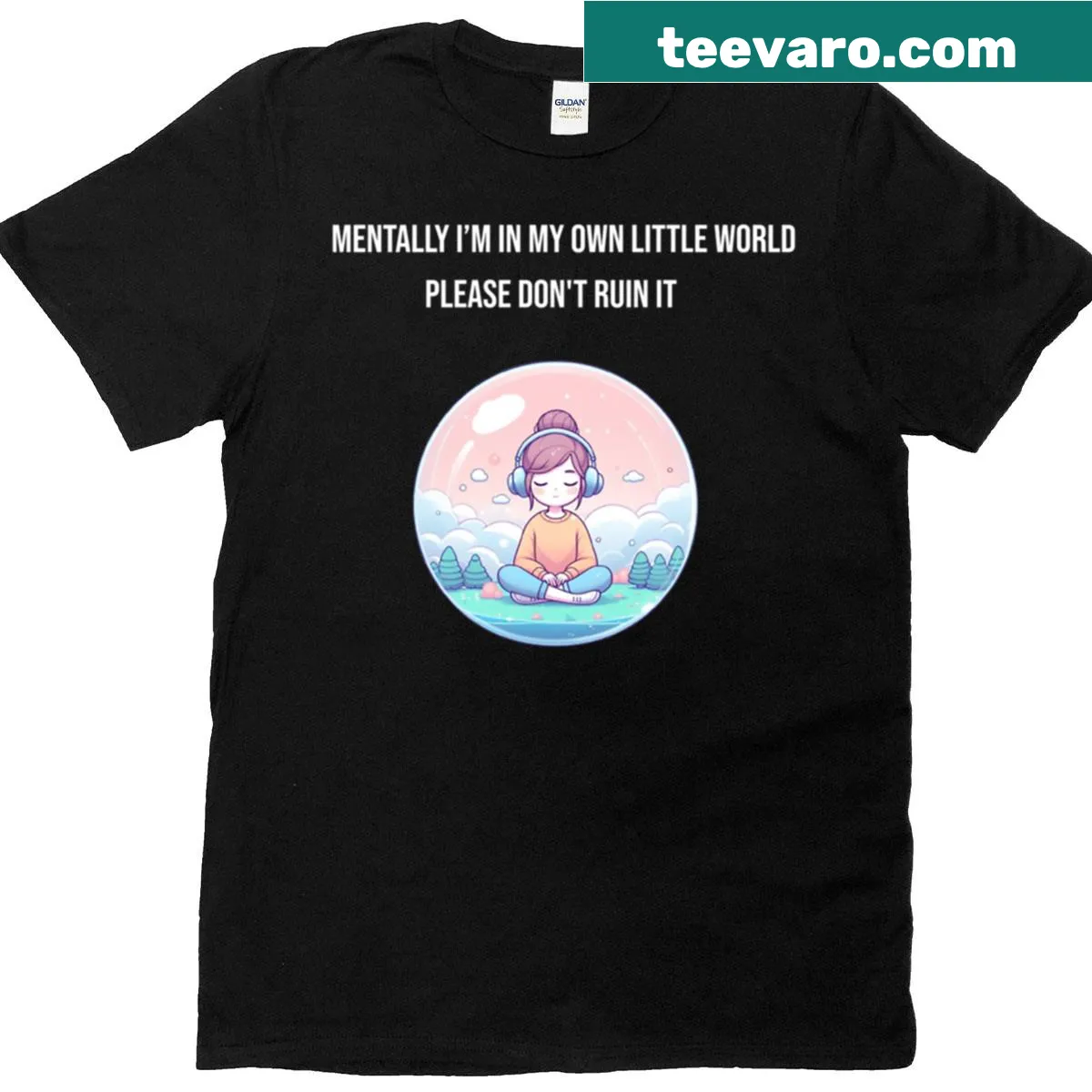 Cartoon bubble graphic t-shirt for introverts — on a men's t-shirt