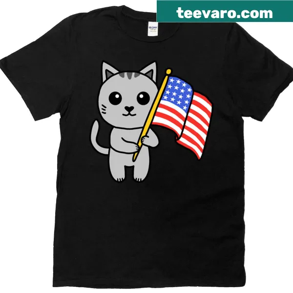 T-shirt with 'Meowica' text and cat-themed graphics