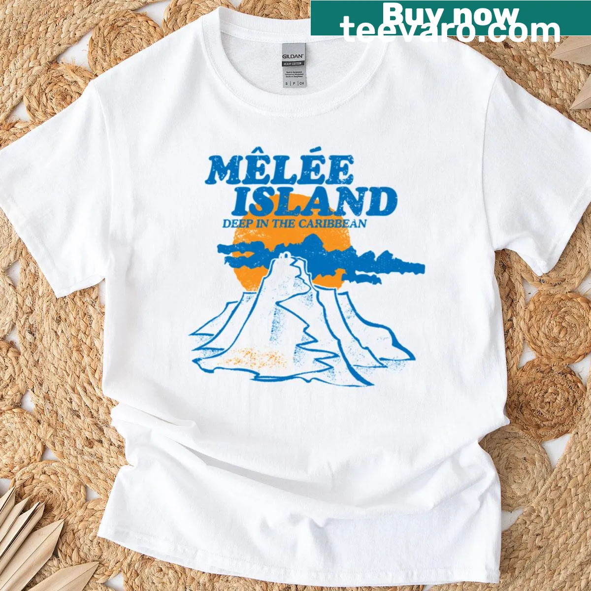 Dark variant graphic of Mle Island on a nature-themed t-shirt — on a men's t-shirt