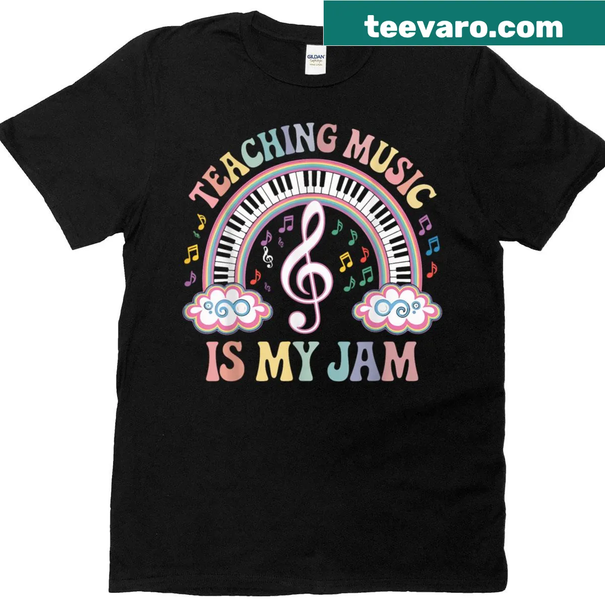 Cute T-shirt for music teachers with a jam-themed design — on a men's t-shirt