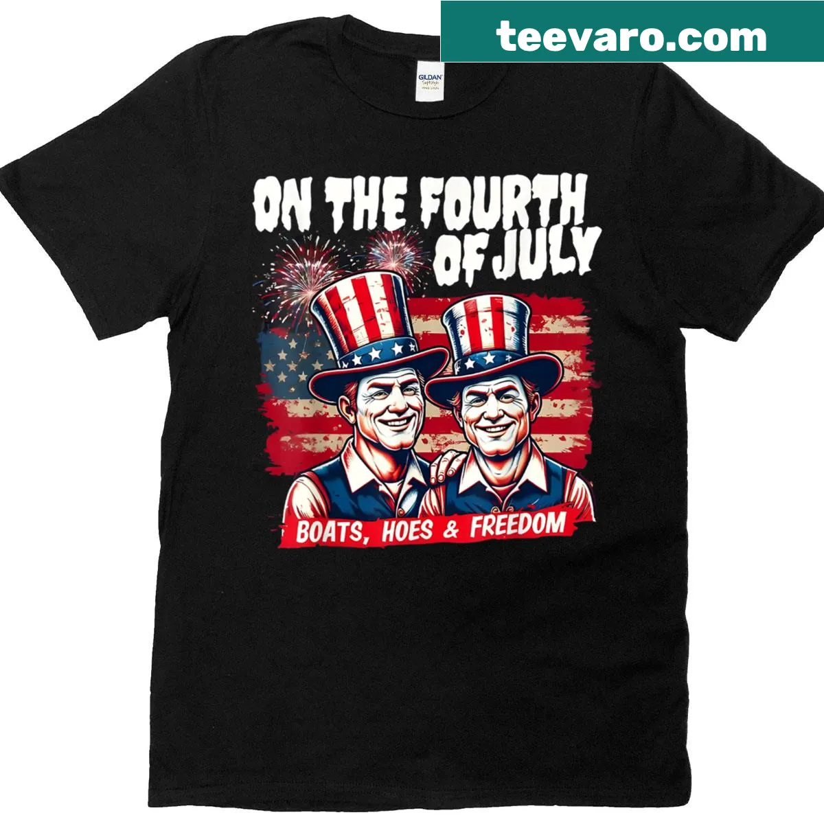 Playful Fourth of July T-shirt with humorous phrase — on a men's t-shirt