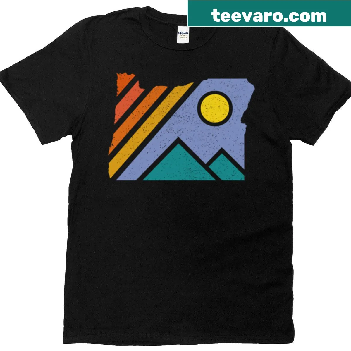 Vintage Oregon T-shirt with mountains and hiking graphic — on a men's t-shirt