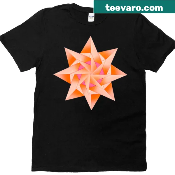 Illustrated origami star design on a casual T-shirt