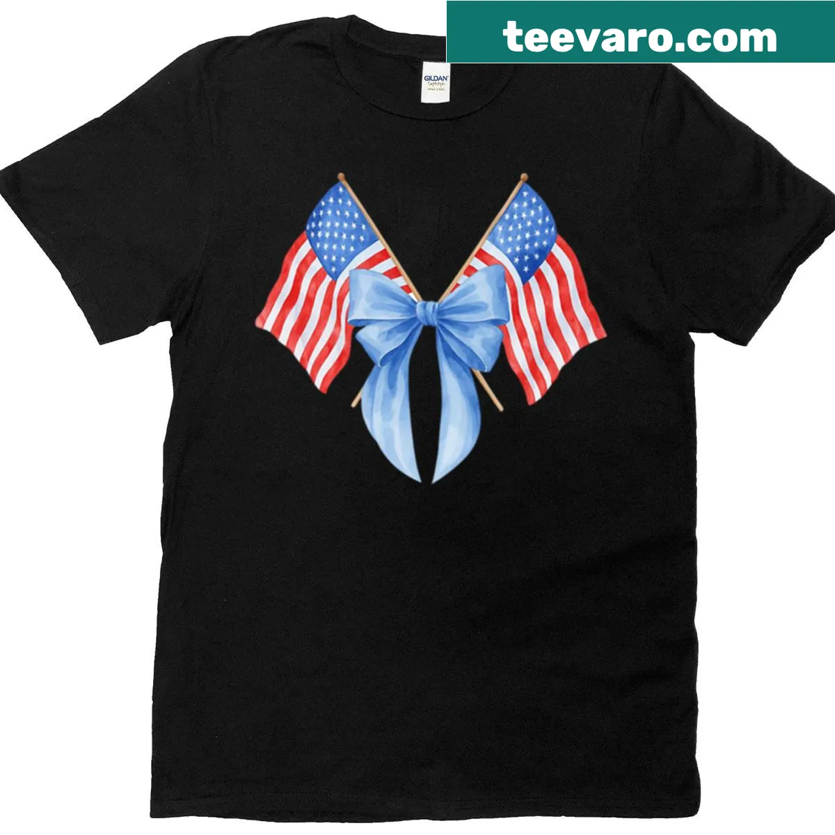 Preppy t-shirt featuring the American flag for Fourth of July — on a men's t-shirt