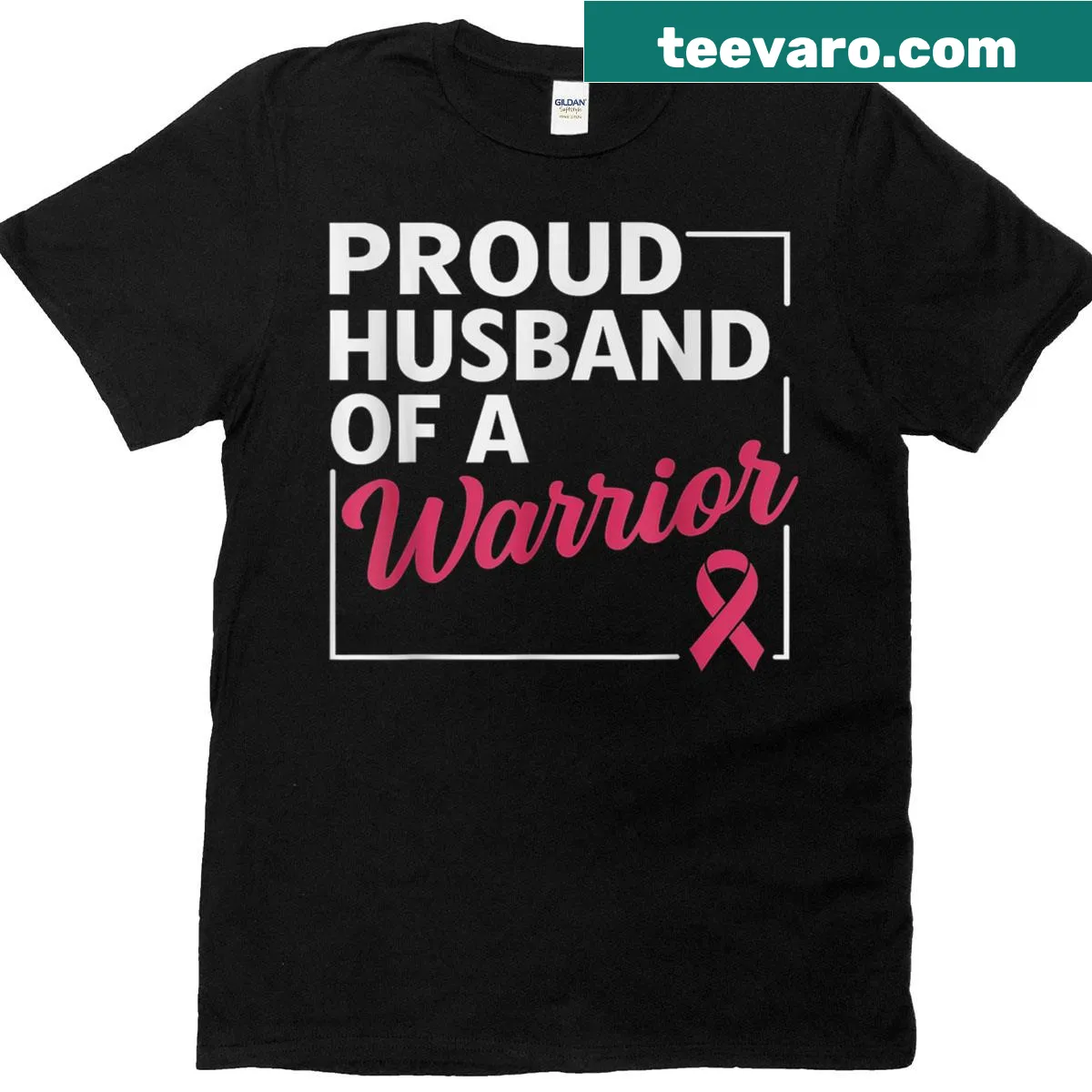 Breast cancer awareness t-shirt for proud husbands — on a men's t-shirt