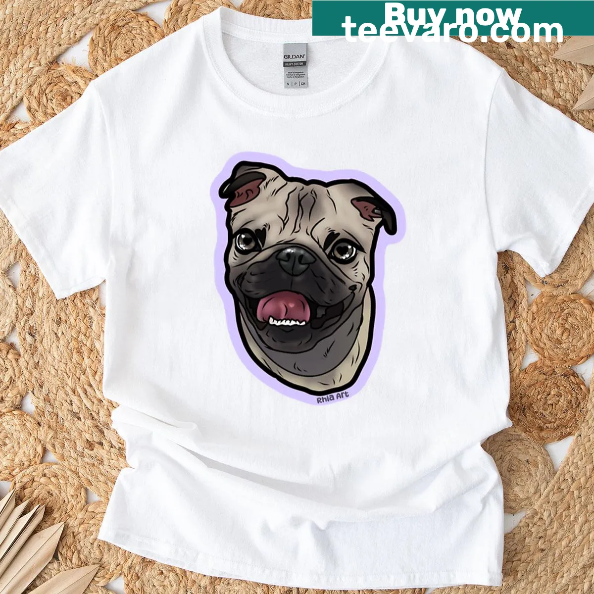 Adorable pug portrait graphic on a T-shirt. — on a men's t-shirt