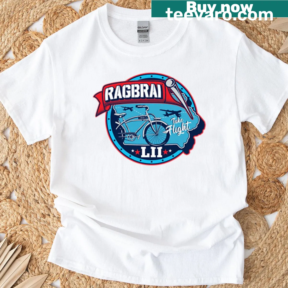 RAGBRAI 2025 event design on a t-shirt — on a men's t-shirt