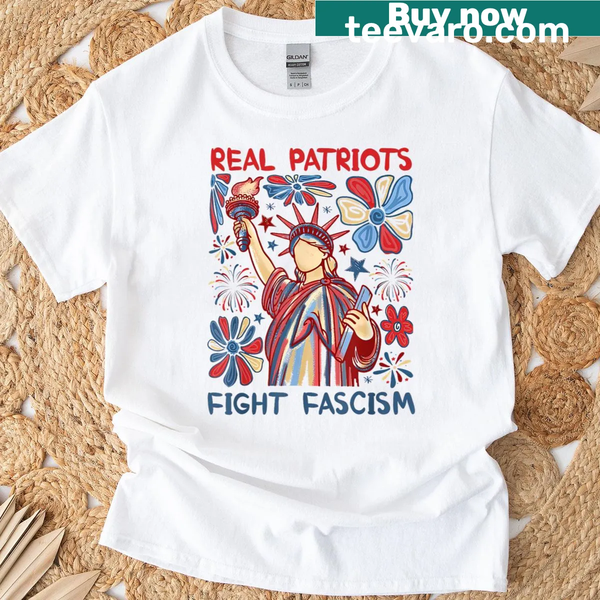 Bold political protest T-shirt with anti-fascism message — on a men's t-shirt