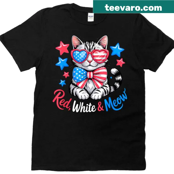 Vintage distressed t-shirt featuring a cat with American flag design