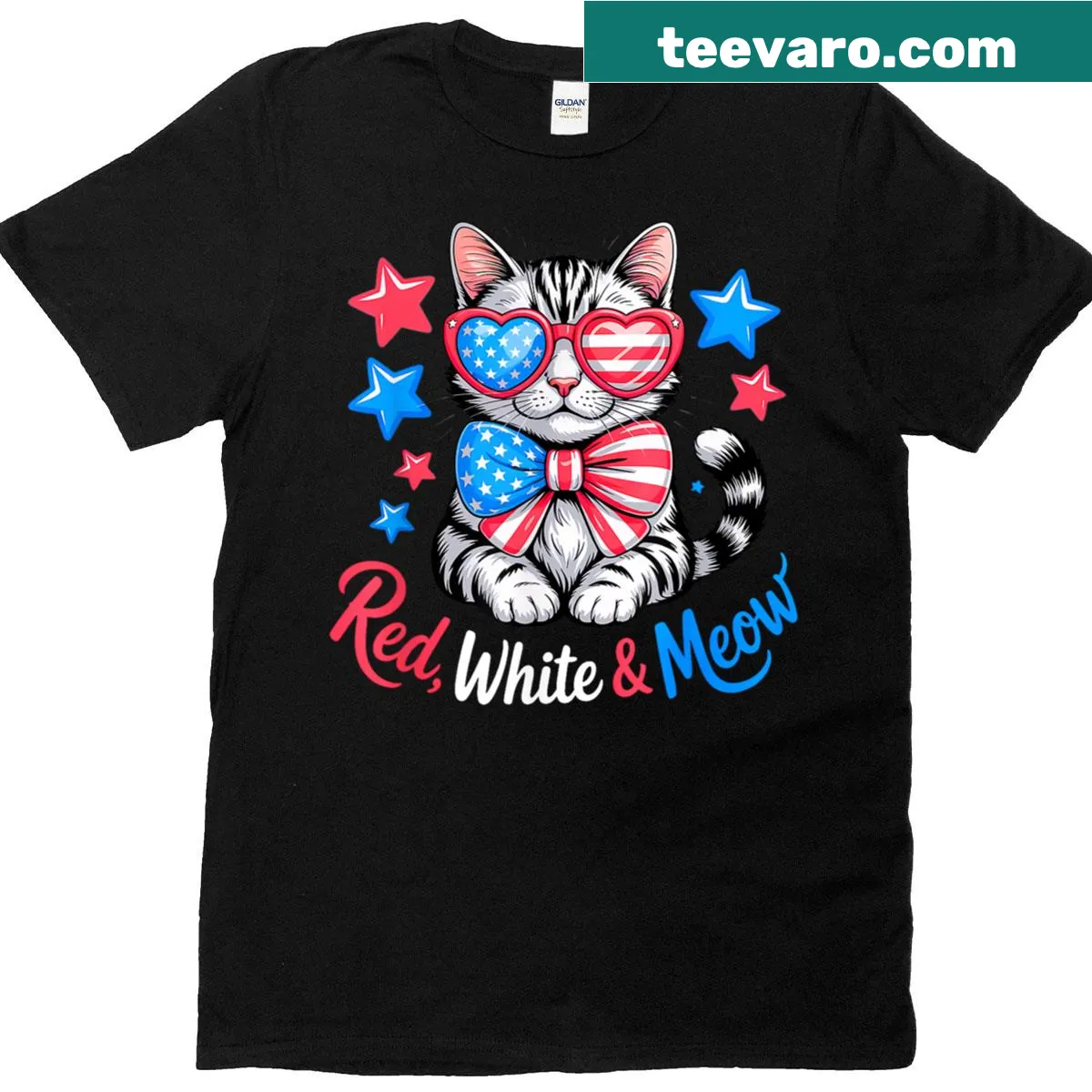 Vintage distressed t-shirt featuring a cat with American flag design — on a men's t-shirt