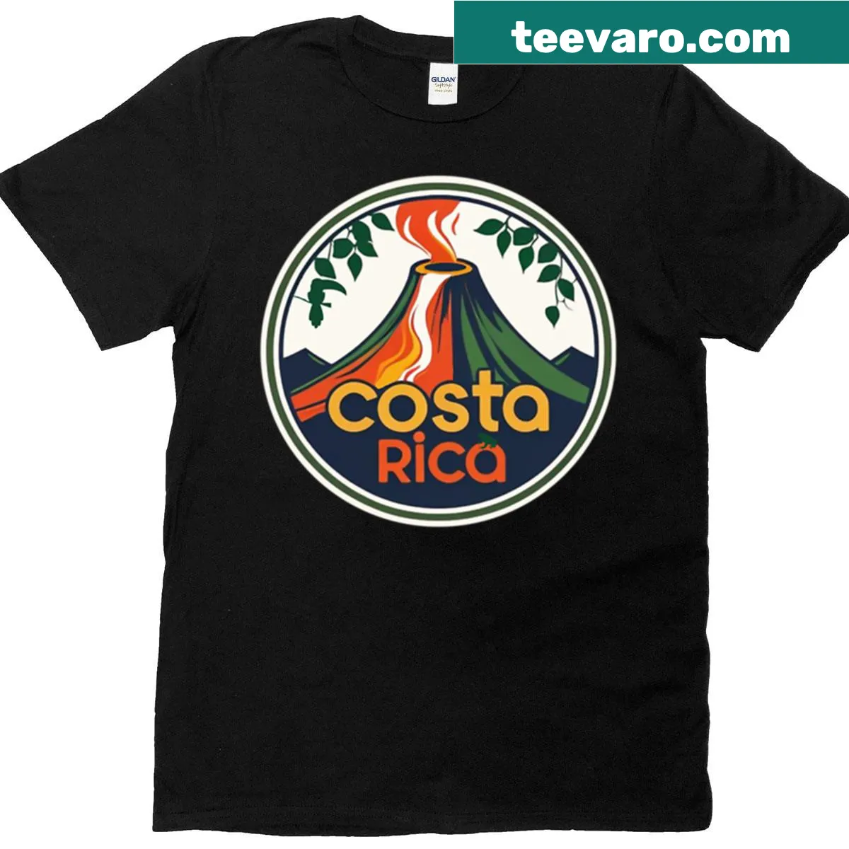 Vintage Costa Rican volcanoes T-shirt featuring a silhouette design — on a men's t-shirt
