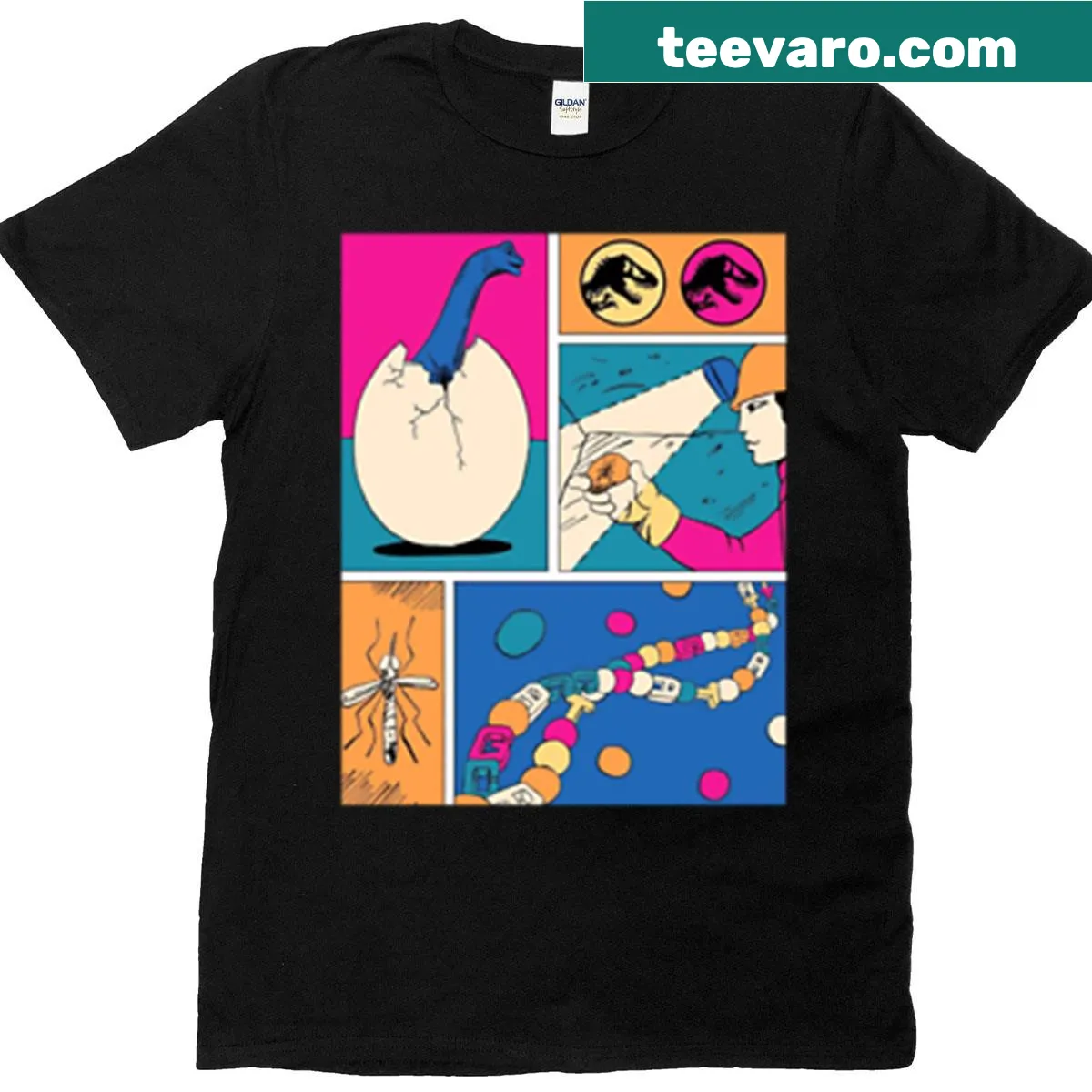 Vintage Jurassic Park t-shirt featuring a distressed logo design — on a men's t-shirt