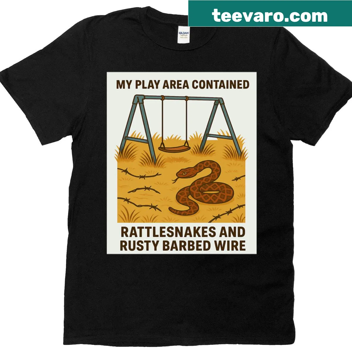 Humorous rural-themed t-shirt with clever sayings — on a men's t-shirt