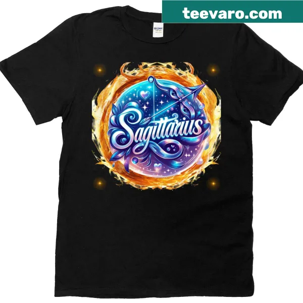 Whimsical T-shirt featuring a free spirit among the stars illustration