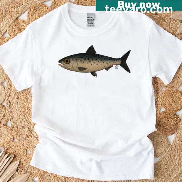 Vintage Japanese art t-shirt featuring sardines
