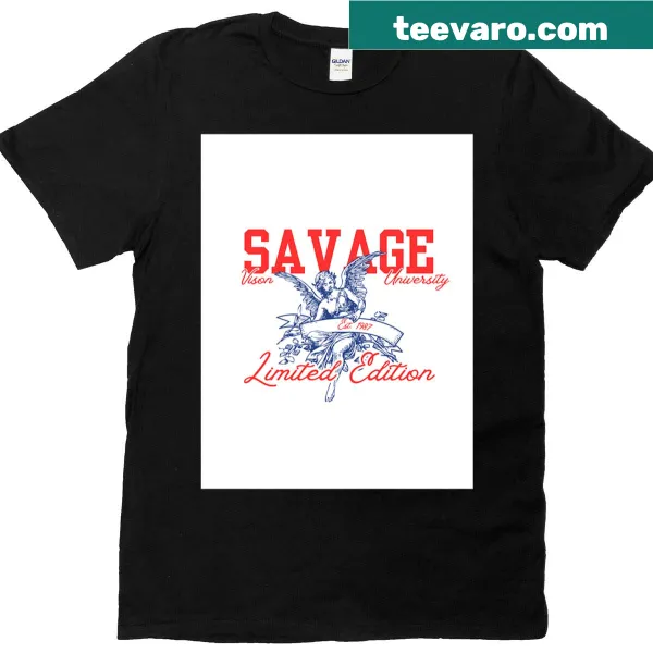 Illustrative T-shirt for Savage University with bold logo