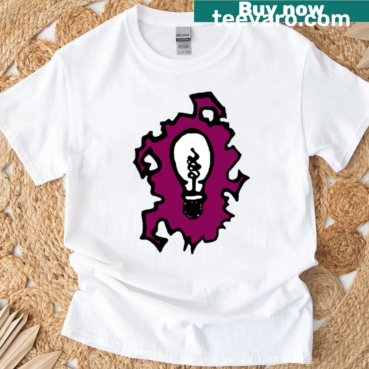 Minimalist Self Titled Bulb t-shirt with a lightbulb graphic — on a men's t-shirt