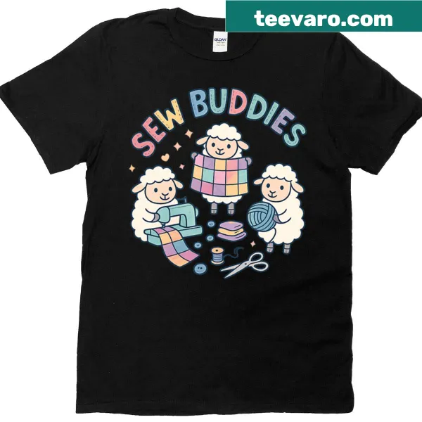 T-shirt with the Sheepism logo representing sewing buddies